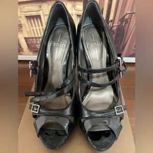 Strappy Black mixed leather Linea Paolo pump